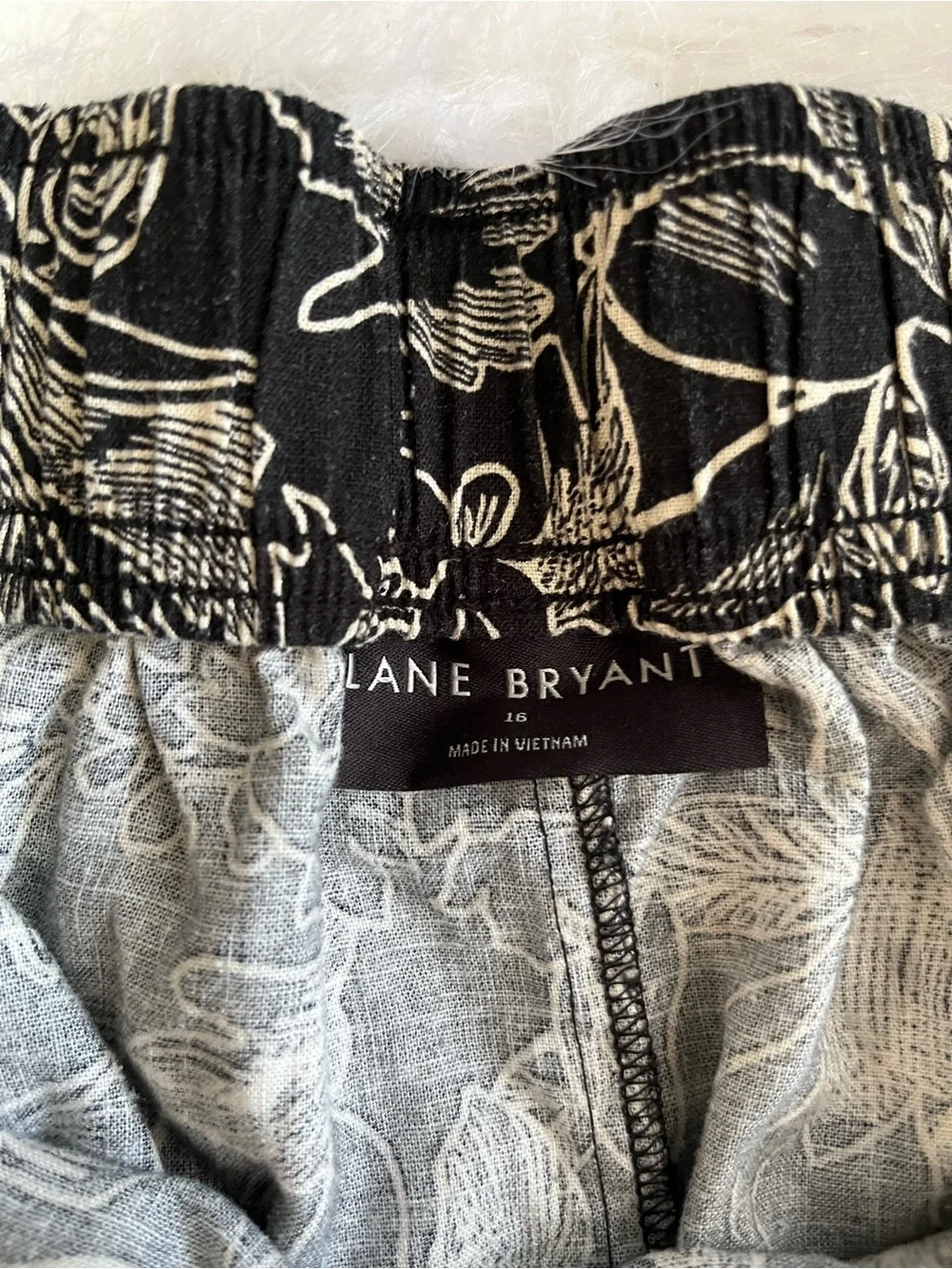 Lane Bryant Floral Wide Leg Pants Size 16 Black and cream